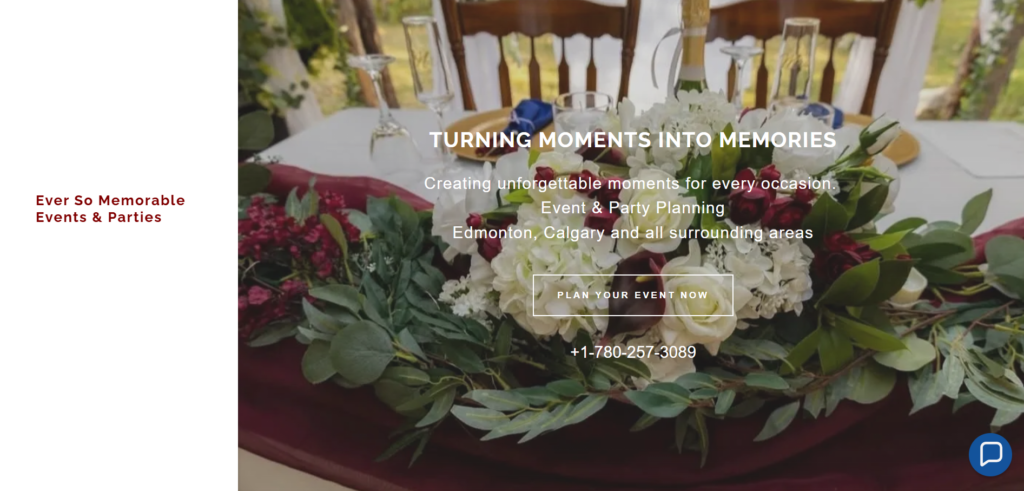 ever so memorable events and parties homepage
