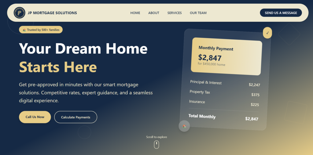 JP Mortgage Solutions homepage
